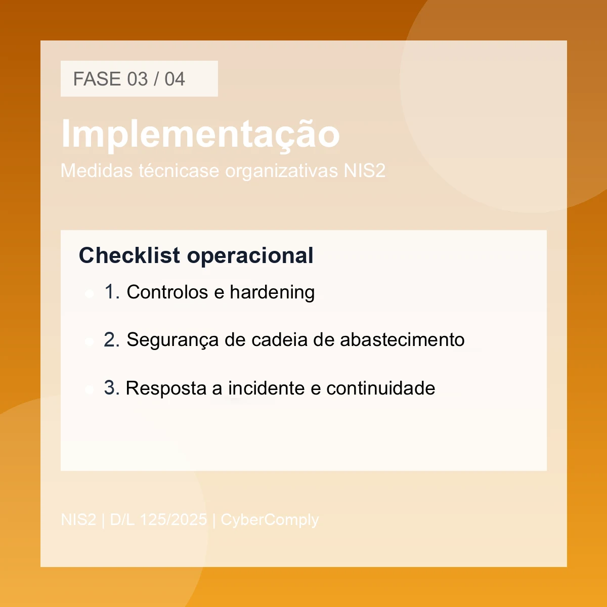Implementação das medidas de cibersegurança